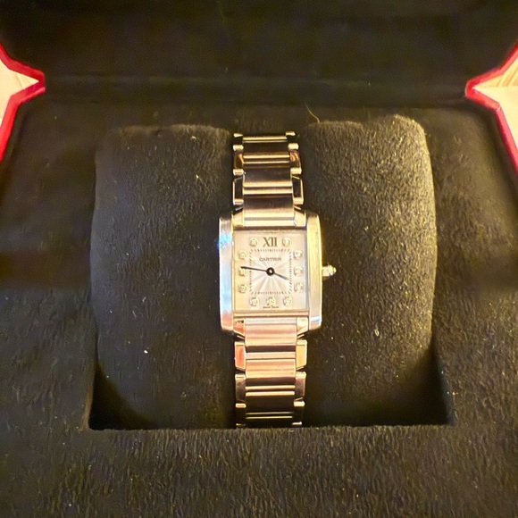 Cartier Silver Watch with Blue Accents - Picture 5 of 16